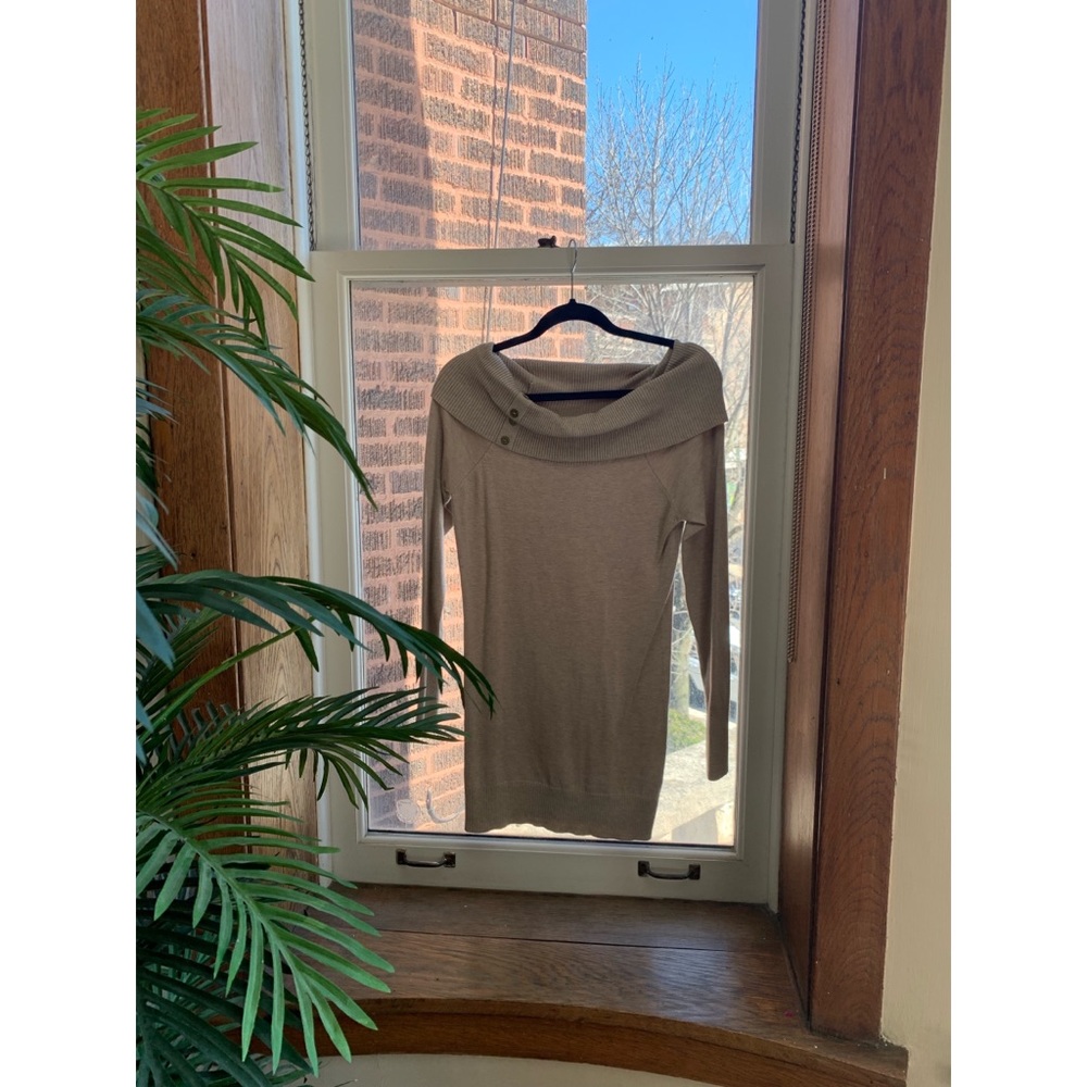 Button Detail Cowl Neck Sweater Dress